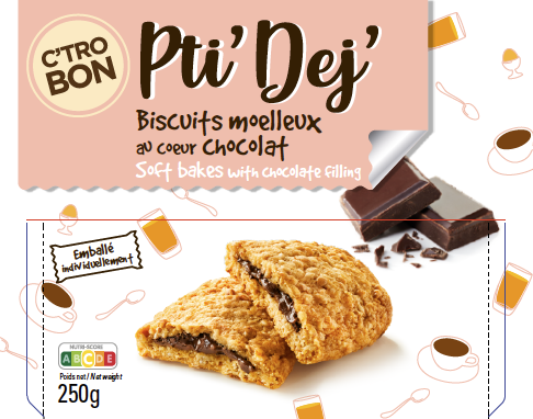 Pti'Dej' Biscuits moelleux au coeur chocolat