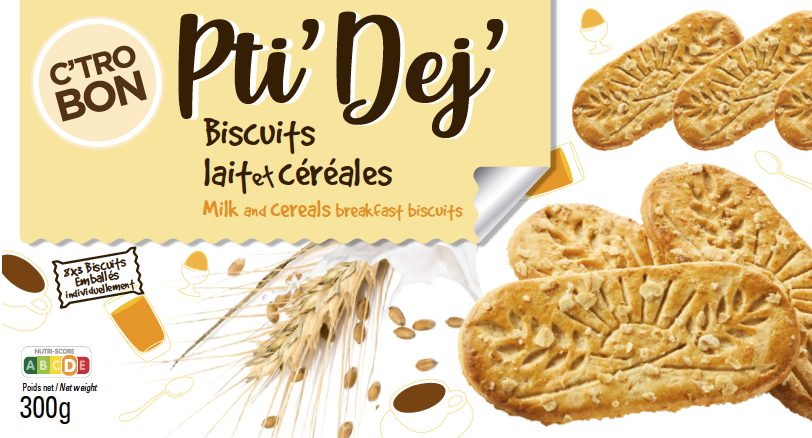 Pti'Dej' Biscuits lait et céréales